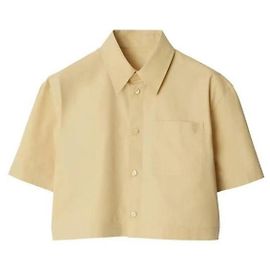 Burberry Camicia corta in cotone a maniche corte D'oro