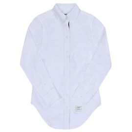 Thom Browne Hidden Stripe Grosgrain-Popeline-Hemd für Damen Weiß