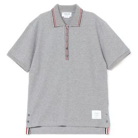 Thom Browne Cotton Waffle Rib Cuff Polo Brown