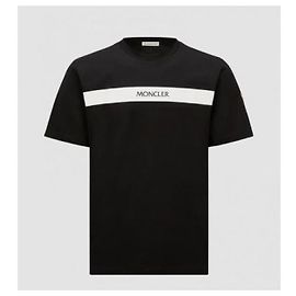 Moncler Logo Baumwoll-T-Shirt Schwarz