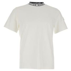 Moncler Baumwoll-T-Shirt mit Logo-Besatz Weiß