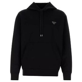Prada Technischer Baumwoll-Hoodie Schwarz