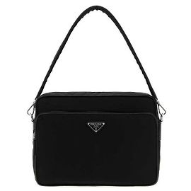 Prada Borsa a tracolla in nylon e pelle Saffiano Nero