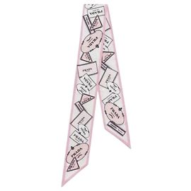 Prada Bufanda skinny de sarga de seda estampada Rosa