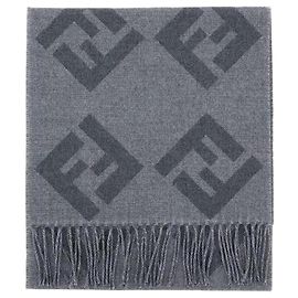 Fendi Jacquard-Schal mit Fransenrand Braun