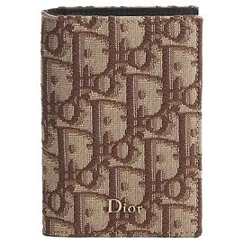 Dior Cartera de tarjetas plegable en jacquard oblique marrón Multicolor