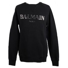 Balmain Sweatshirt mit metallischem Logo Schwarz