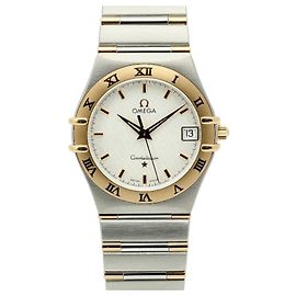 Omega Constellation Combi Medium Half Bar Argyle Pattern Dial Men's Watch Quartz White