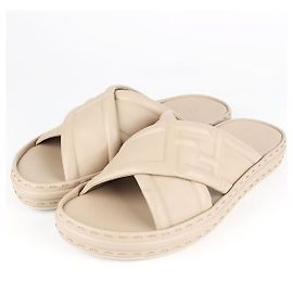 Fendi Napa Leather Sandals Slippers Orange