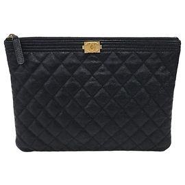 Chanel Boy Clutch Gold New Medium Gold Series Golden