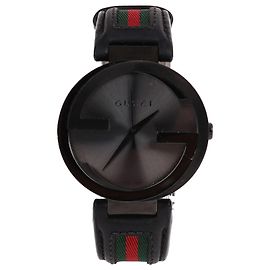 Gucci G-Frame Black Three-Line Leather Watch Black