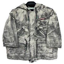 Off White Parka en denim Virgil Abloh Gablichite Marron