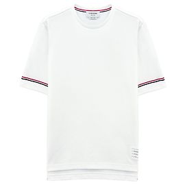 Thom Browne Oversized Kurzarm-T-Shirt aus Baumwolle im Rugby-Stil Silber