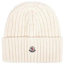 Moncler Gorro de lã e cashmere com logótipo Branco