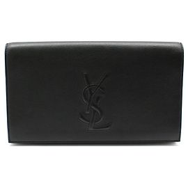 Saint Laurent Pochette Belljour en cuir noir YSL Noir