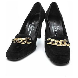 Valentino Suede Chain Pumps Black