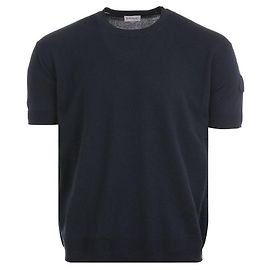 Moncler Strick-T-Shirt aus Seide und Baumwolle Blau