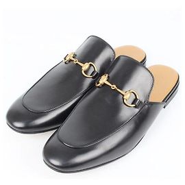 Gucci Horsebit Leather Mule Slippers Black Black