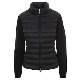 Cardigan com zíper em mistura de lã acolchoado Moncler Preto