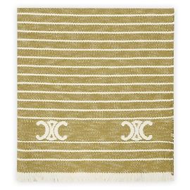 Céline Toalla de Playa de Algodón Triomphe Stripe (Ocre/Vanilla) Dorado