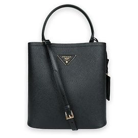 Prada Women's Triangle Logo Saffiano Medium Tote Bag (Black) VOOO Black