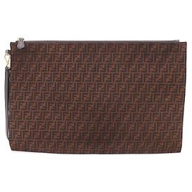 Fendi Clutch com alça FF em camurça marrom Marrom