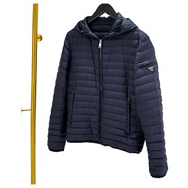 Prada Jaqueta acolchoada leve com capuz azul marinho para homem Azul