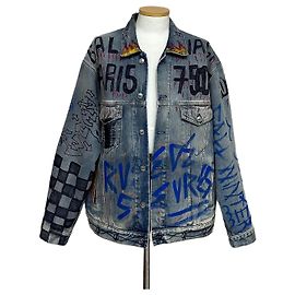 Balenciaga Oversized Indigo Graffiti Denim Jacket Multiple colors