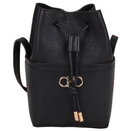 Salvatore Ferragamo Mini borsa a secchiello crossbody Gancini nera Ferragamo Nero