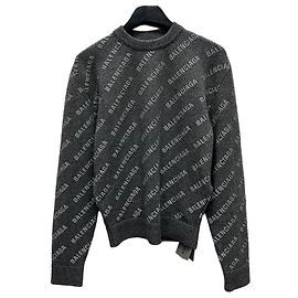 Balenciaga Strick mit Mini-Allover-Logo Schwarz