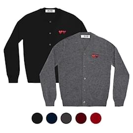 Comme Des Garcons Double Patch Play Wollstrickjacke Braun