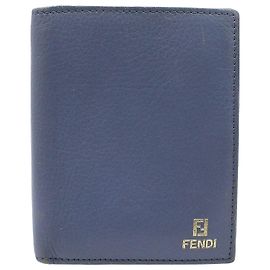 Fendi Blue Leather Bifold Wallet Blue
