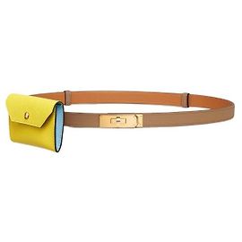 Hermès Cinto Kelly Pocket Eteop para mulher com fivela dourada Laranja