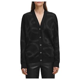 Hermès Leichter Strickstrickcardigan mit langen Ärmeln für Damen Schwarz