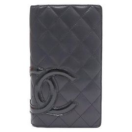 Chanel Camellia CC Damen-Langgeldbörse aus Lammleder Schwarz