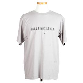 Balenciaga Vintage Logo Jersey T-Shirt Grau Braun