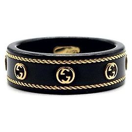Gucci Anello Interlocking Icon in Oro Nero