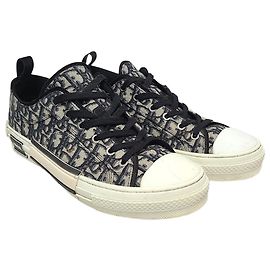 Dior Sneakers low-top in jacquard Oblique beige e nero Marrone