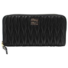 Miu Miu Black Matelassé Nappa Gold Wallet Black