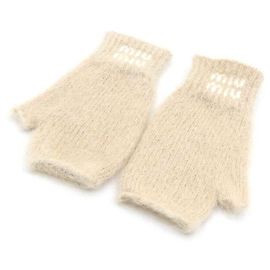 Miu Miu Luvas de mohair e lã natural para mulher Laranja