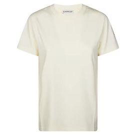 Moncler Besticktes Logo Baumwoll-T-Shirt Weiß Weiß