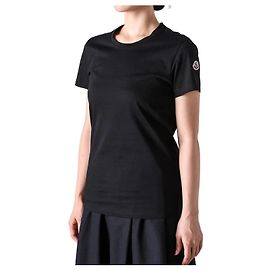 Moncler Camiseta de jersey de algodão com patch de logotipo preto Preto