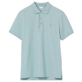 Burberry Refurbished XL Größe Herren Polohemd aus Baumwolle mit Monogramm-Motiv Entenblau Blau