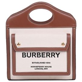 Burberry Mini borsa a tasca in tela bicolore con logo Rosso