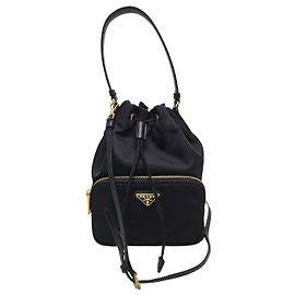 Prada Borsa a secchiello Black Re-Nylon Logo Nero