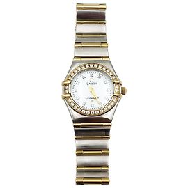 Omega Relógio feminino de quartzo Constellation Combi com mostrador de madrepérola e diamantes Multicor
