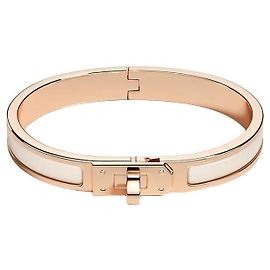 Hermès Pulseira Mini Click Kelly para Mulher Ouro Rosa Creme Laranja
