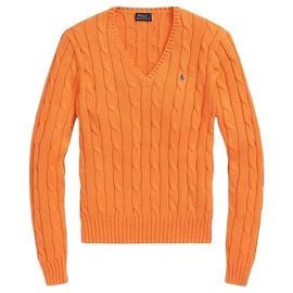 Ralph Lauren Pima-Baumwollstrick mit V-Ausschnitt und Pony-Logo-Stickerei Orange