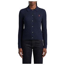Ralph Lauren Strickjacke aus Baumwolle mit Zopfmuster Blau