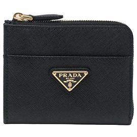 Prada Small Saffiano Leather Zip Wallet Black